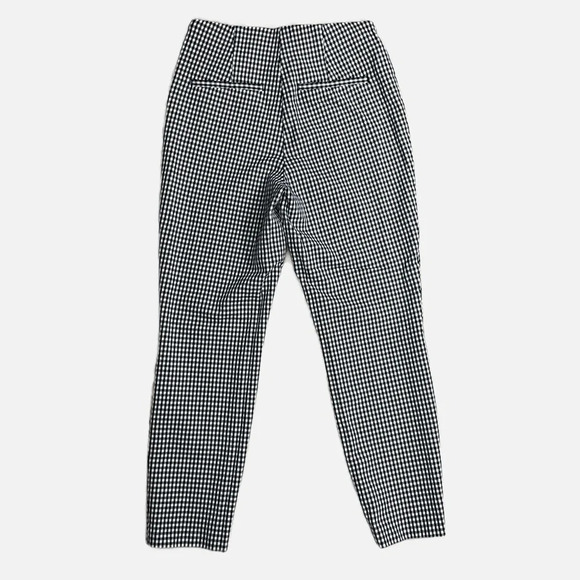H&M Women’s Cropped Pants Trousers Medium Black White Check Plaid Side Zipper - Picture 2 of 8